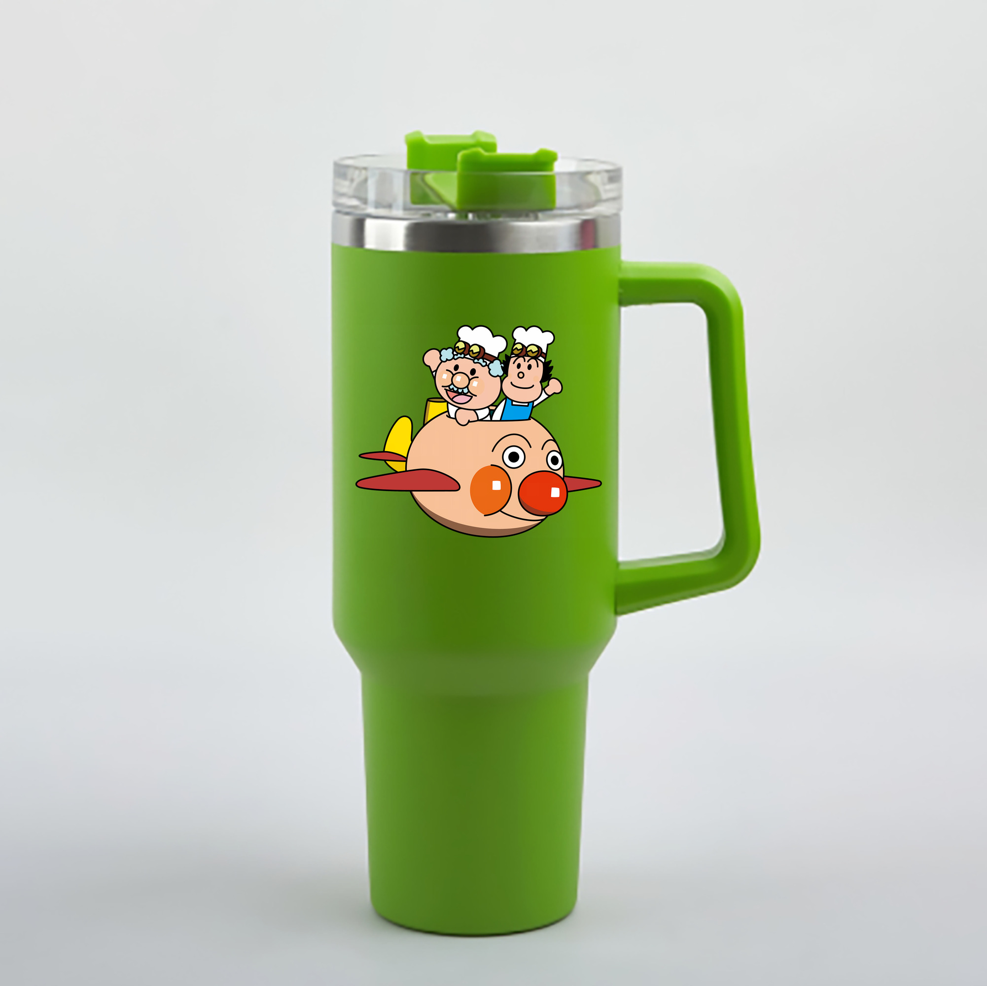 （画像用） アンパンマン Anpanman 1200mL車用タンブラー - クリスタルステッカー（プラスチックストロー付き）